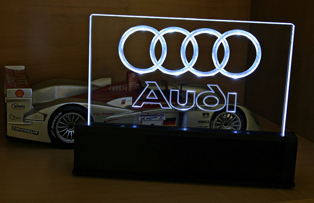 LED edgelit sign nightlight with Audi logo or custom 
